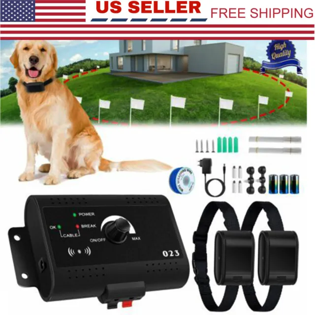 Wireless Electric Dog Fence Pet Containment System Shock Collars For 2 Dogs Safe