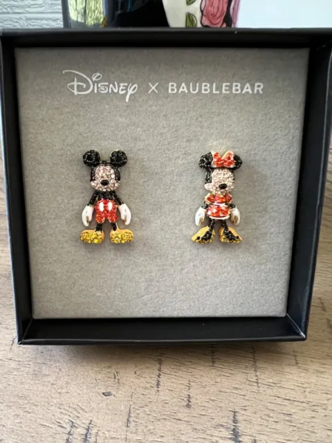 Disney x BAUBLEBAR Earrings Mickey & Minnie Mouse Crystal Dangles NIB