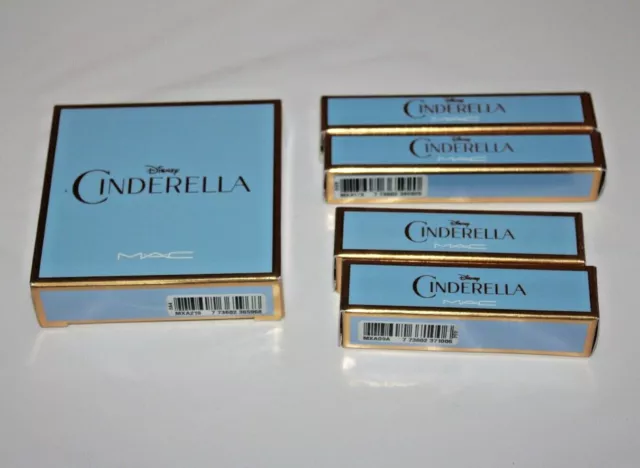 MAC Disney Cinderella Iridescent Powder/Pressed + Lip Glass & Lipstick Set 5 New