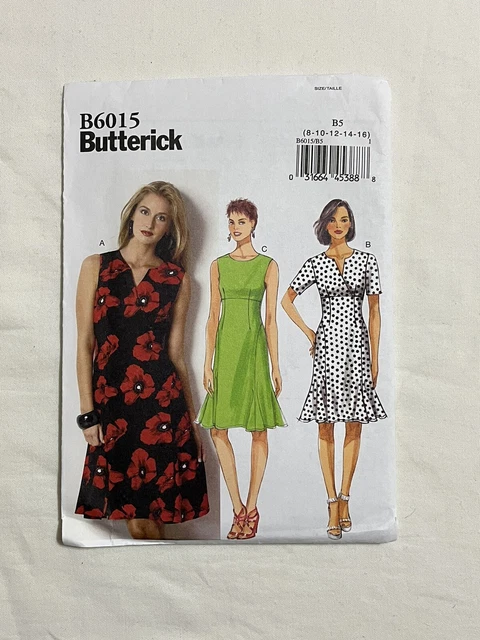 NEW Butterick 6015 Loose Fitting Dress Uncut Sewing Pattern Misses sz 8-16