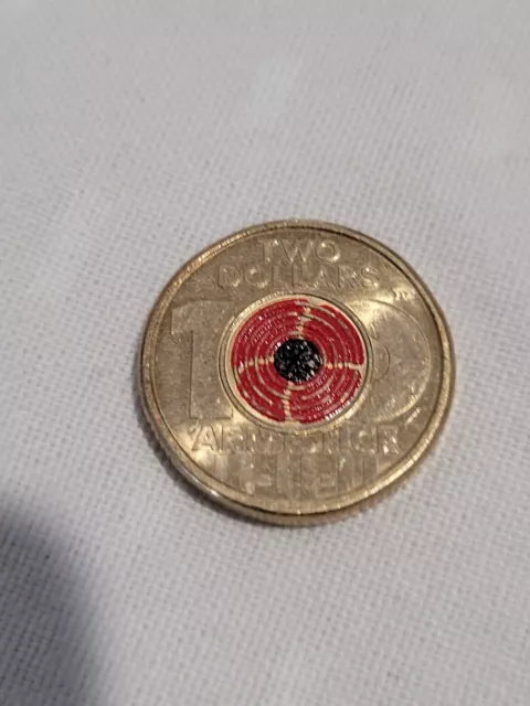 Rare 2018 $2 Australian Two Dollar Remembrance Armistice Day Red Poppy Coin Circ