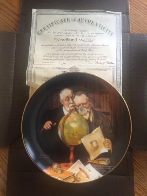 Vintage Newfound Worlds Rockwell Collector Plate COA Edwin Knowles MIB (1989)