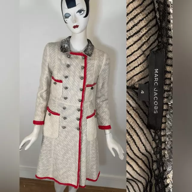 RARE Vintage 2003 Marc Jacobs Embellished Wool Dress Coat