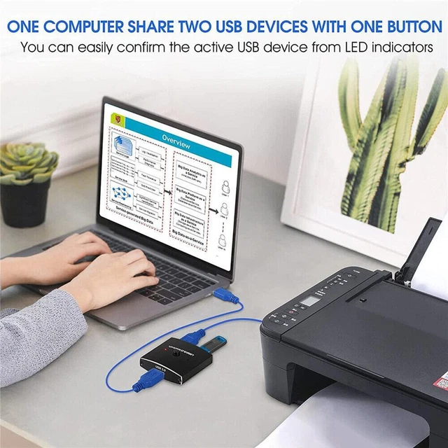KEYBOARD SHARER SPLITTER Selector Switch Bidirectional Switch Two-Way ...