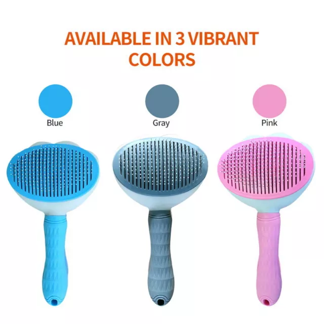 Pet Grooming  Slicker Brush Massage Self-Cleaning Dog Cat Hair Remover Comb New