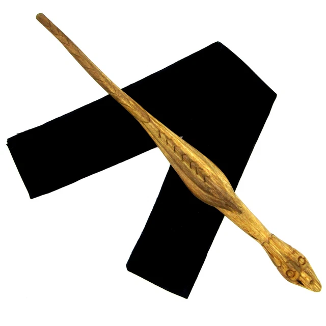 Hand-Carved Almond Wood Bowtruckle Wand - Magical Gift For Witches & Wizards With Free Storage Bag