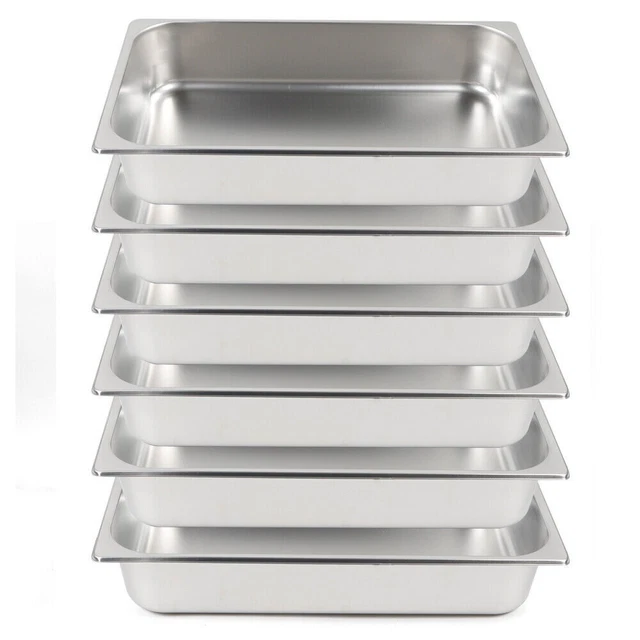 4" 6-Pan Full Size Deep Steam Table Pans Bain-Marie Catering Kitchen Buffet Pan