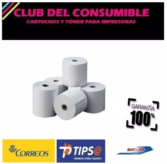 Pack 10 Rollos De Papel Termico Impresora Tickets 57X35X12 Mm