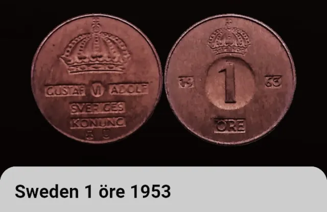 1963 U Sweden One Ore Coin BONUS OFFERS 1 Ore Gustaf VI Adolf Crown Sveriges