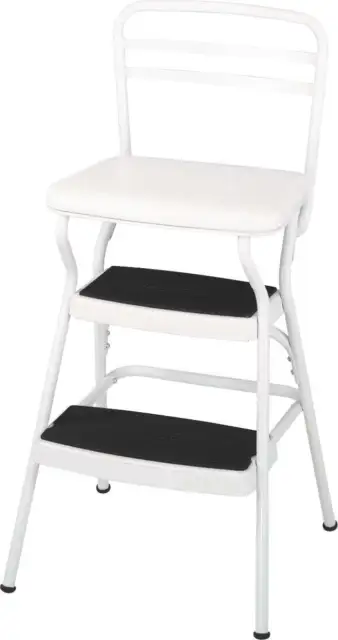 COSCO Stylaire Retro Chair + Step Stool with flip-up seat ,white