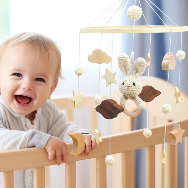Baby Crib Mobile Bed Bell Toy Wooden Crib Mobile With Hand