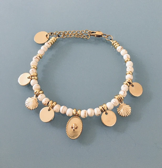 Bracelet Perles De Porcelaine Vert Avec Croix Catholique - Longueur 19-20 Cm - Neuf Avec Boîte Cadeau