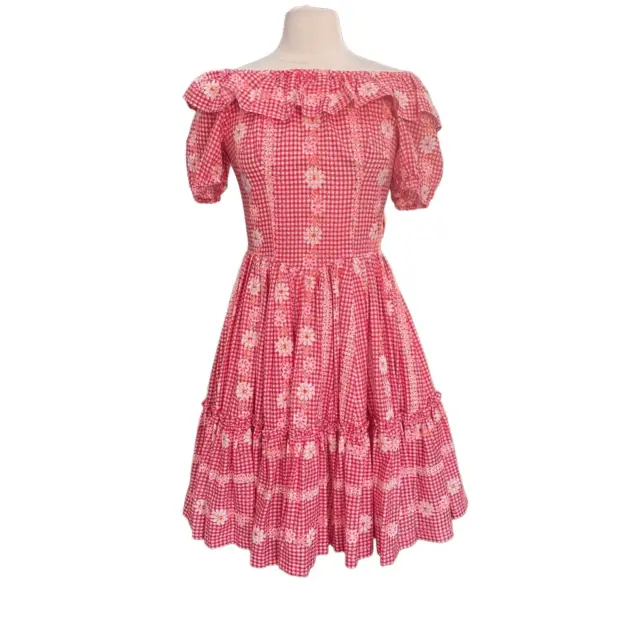 Vintage  Square Dance Dress Circle Skirt Western Rockabilly Floral Hand Made