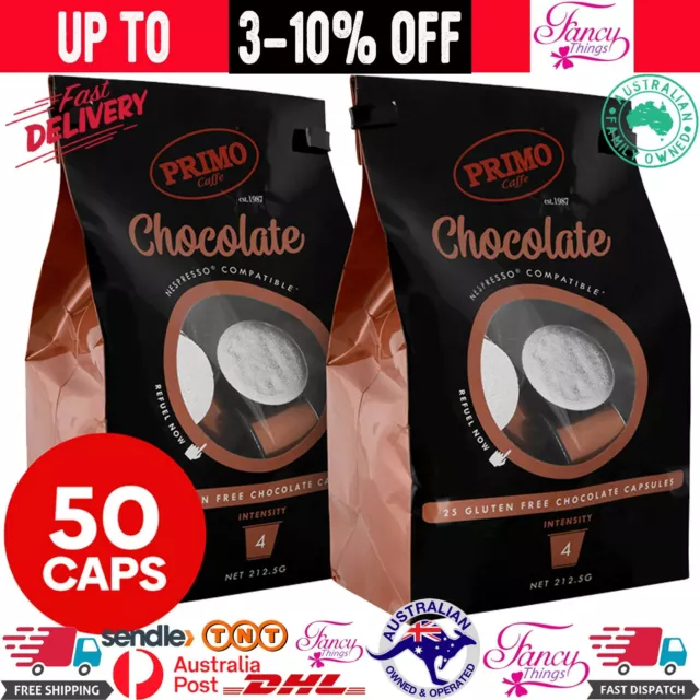 Nespresso Compatible Coffee Pods 50 x Hot Chocolate Capsules Rich Creamy Cocoa