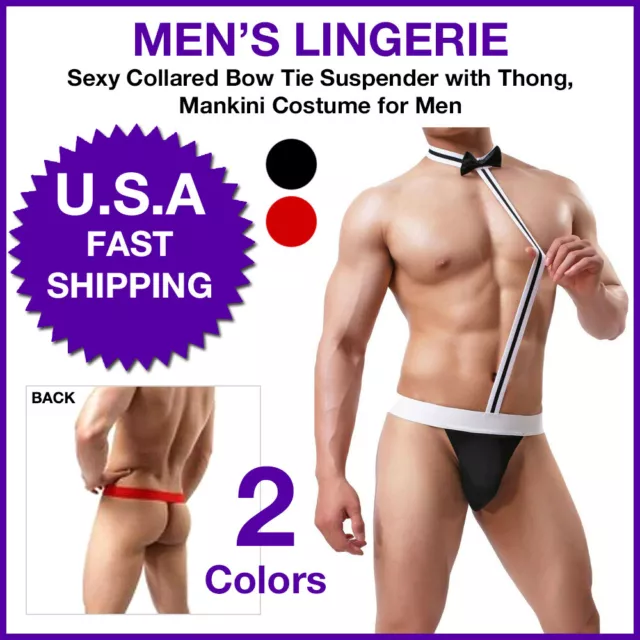 Sexy Mens Tuxedo Lingerie Mesh See Through Jockstrap Underwear Thong Briefs