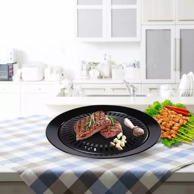 Round Barbecue Grill Pan Non-stick Barbecue Plate for Indoor Outdoor Camping BBQ