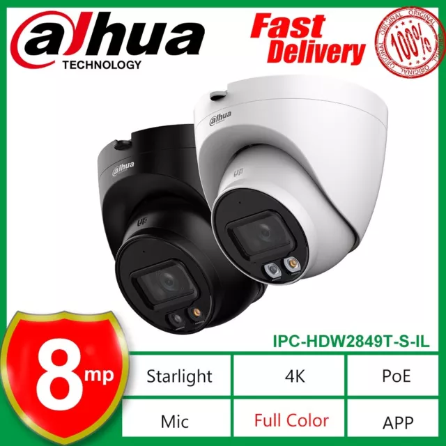 US Dahua 4K 8MP Dual Light WizSense full color poe IP camera IPC-HDW2849T-S-IL