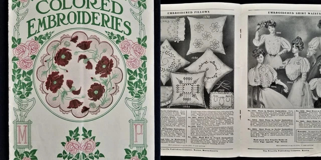 1908 antique PRICILLA EMBROIDERY PATTERN CATALOG corset clothing sundries sewing