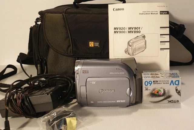 CANON MiniDV Camcorder model MV920 with Accessories and Case Tested & Working