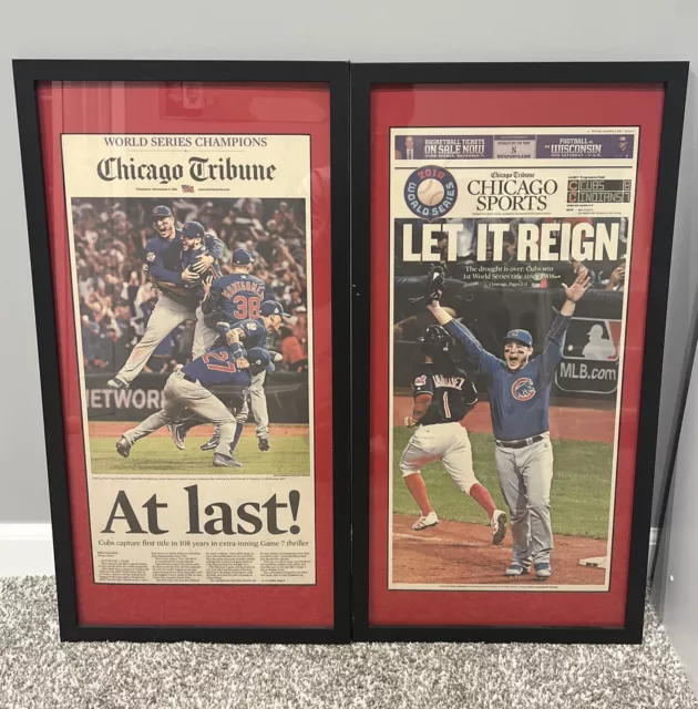 Chicago Cubs 2016 World Series Champions Tribune Newspapers 11/3/16 Framed (2)