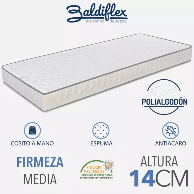 Colchon 135X190 Cm Espuma 14 Cm De Altura Polialgodón Hipoalergénico Baldiflex