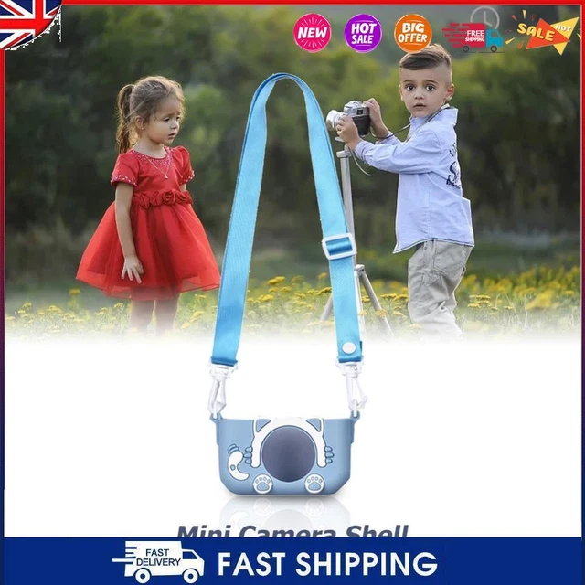 Portable Mini Cartoon Camera Cover Adjustable Silicone Shell (Blue Cat) #C