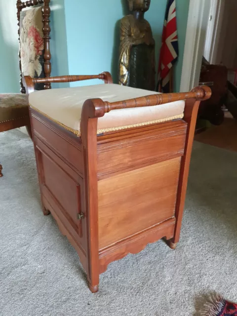 Edwardian Antique Mahogany Piano Stool with Cupboard.