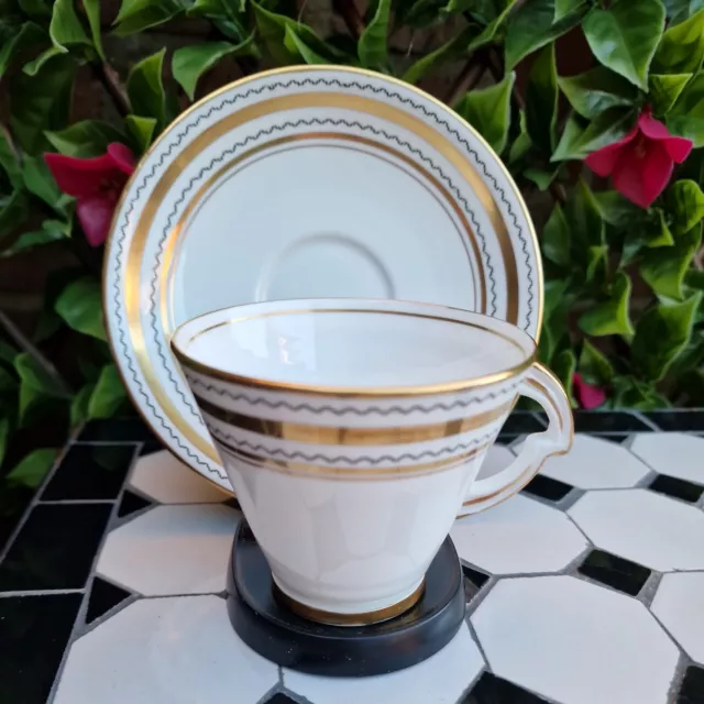 Vintage Chapmans Longton Ltd Standard China Art Deco Shape Tea Cup Saucer Duo 2