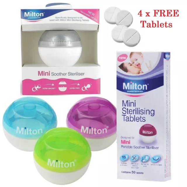 Mini Soother Steriliser + 4 FREE Tablets Fast Baby Dummy Pod Sanitizer