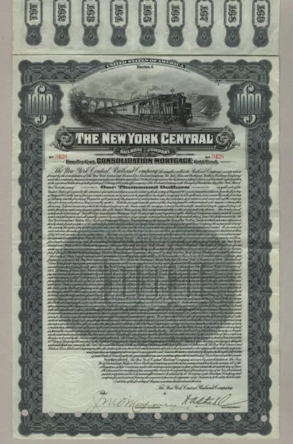 New York Central Railroad Company – 4% Gold Bond, 1.000 $ – vom 01.08.1913