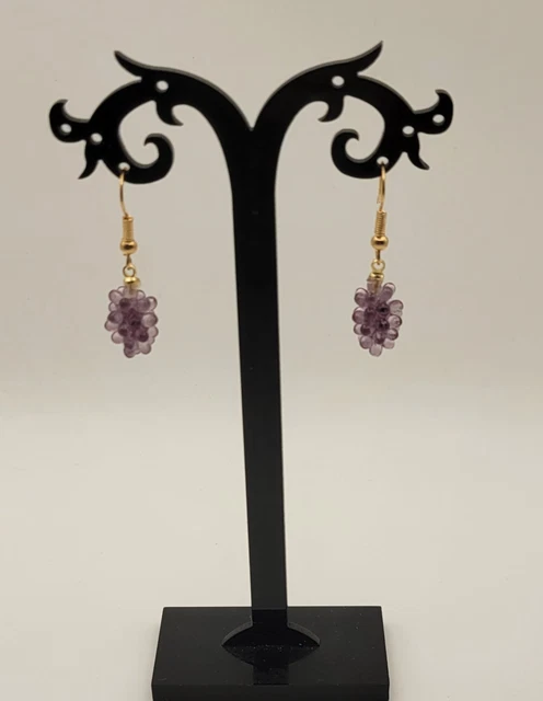Boucles D'oreilles Vintage Grappe De Raisin - Perles Nacrées, Métal Argenté, Années 70/80