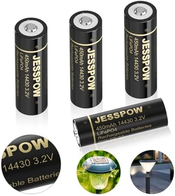 4-Pack 3.2V AA 600mAh Rechargeable Batteries - Perfect For Solar Lights, Toothbrushes & Flashlights
