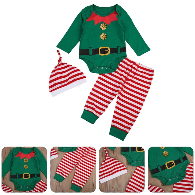 3 pz tuta natalizia neonato bambino tutina elfo costume body
