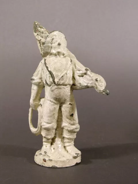 Mid to Late 19th C Spelter Fisherman Carrying Sail Old Mariner, Old Paint 9"