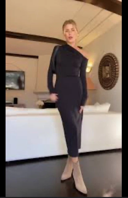 ZARA NEW WOMAN Long Asymmetric Polyamide Dress Black ,L 1198/460