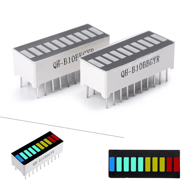 10 SEGMENT LED Bargraph Light Display Red Yellow Green Blue 2x $6.58 ...