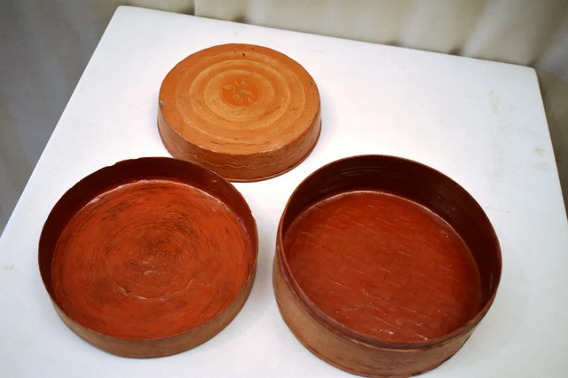 Vintage Laqué Boîte Thanakha Bu Myanmar Rangement Conteneur Main Peint Vieux " 9