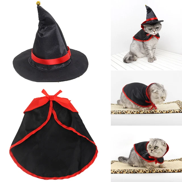 Halloween Hund Katze Kostüm Umhang Hut Haustier Vampir Zaubererhut Kleidung