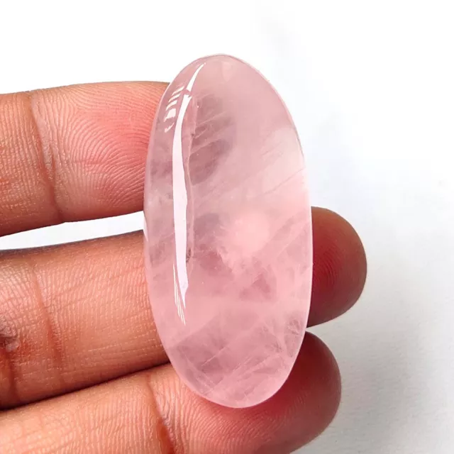 81 Cts Pink Rose Quartz Cabochon Oval Shape Loose Natural Gemstone #8462