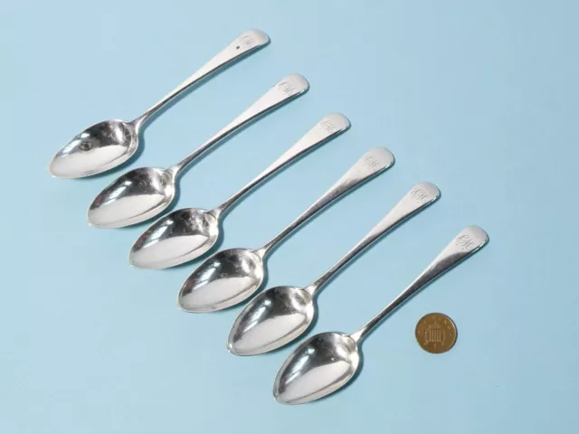 6 cucchiaini da tè argento sterling georgiano 1814 P+W Bateman CM iniziali #MC