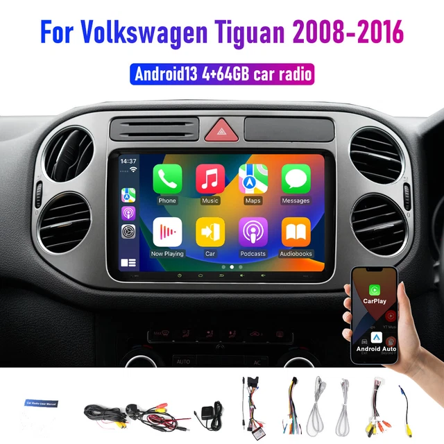 9'' WIRELESS CARPLAY Android auto head unit car radio For VW Tiguan