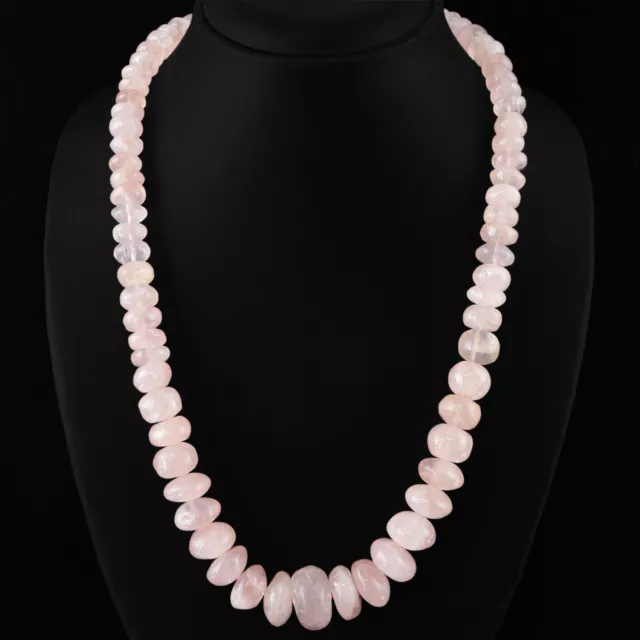Top Quality 610.00 Cts Natural Rich Pink Rose Quartz Round Beads Necklace Strand