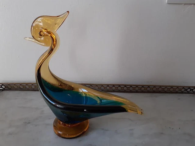 MURANO "COUPE A L'OISEAU" , époque 20e. H 22 cm, L 21 cm