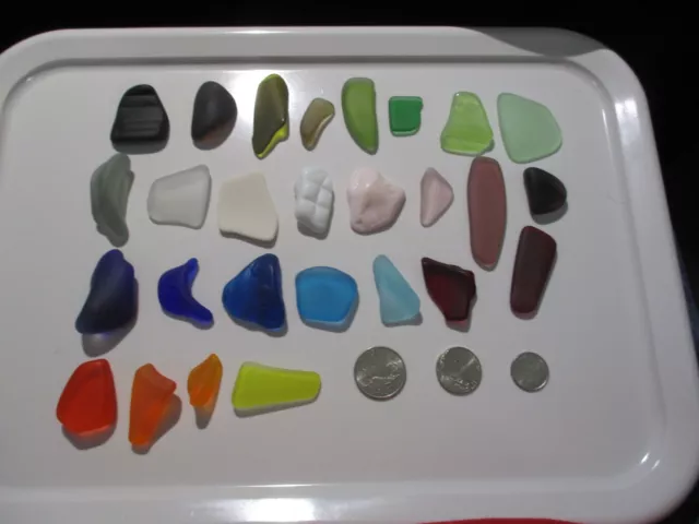 Old Sand Tumbled Beach Glass Collection Lake Michigan Area 27 RARE Pieces Colors