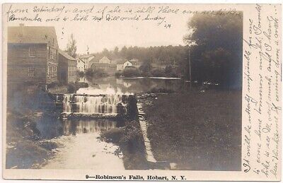 HOBART NY Postcard ROBINSON'S FALLS Delaware County, to ARENA NEW YORK 1907 RPPC