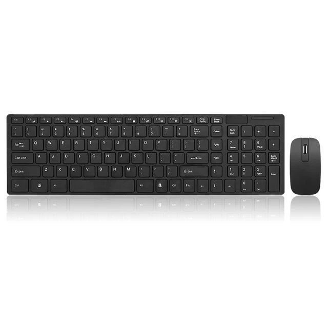 Ultra Thin 2.4Ghz Wireless 101 Keys Keyboard and 1000DPI Mouse Combo Set with Ke