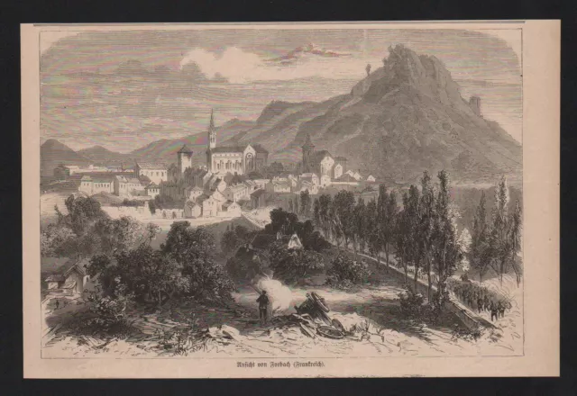1870 - Forbach Gesamtansicht view Frankreich France wood engraving Holzstich