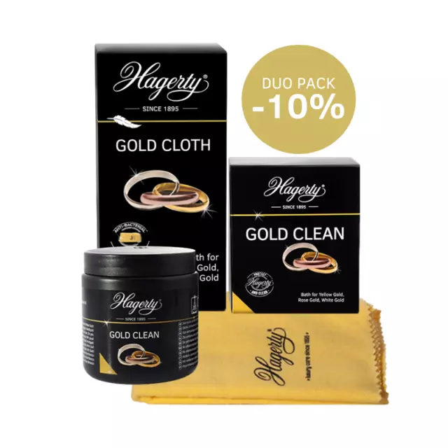 Hagerty Gold Clean 170ml Dip & Gold Cloth 36 x 30cm for Yellow Rose White Gold