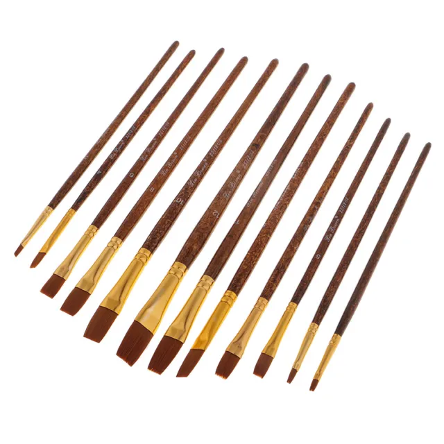 Set di pennelli professionali per pitture ad olio acrilico, manico lungo, 8