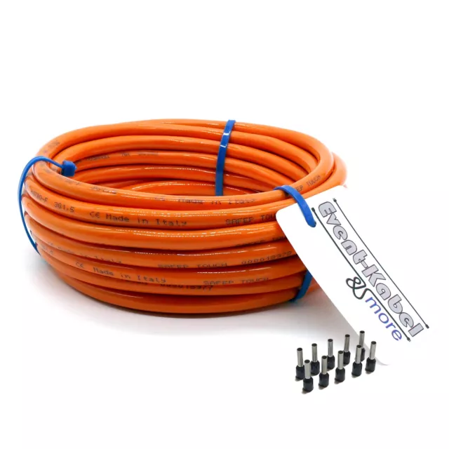 PUR-Leitung orange H07BQ-F 3x1,5mm2 Polyurethanleitung 5-100m + 10x Aderendhülse